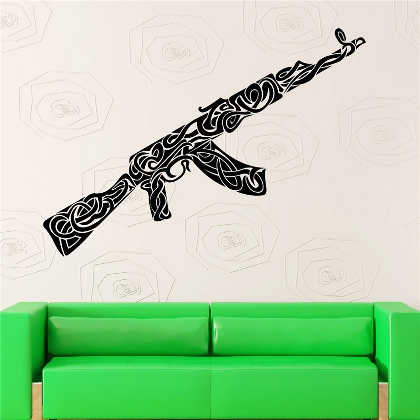 

Wall Stickers Vinyl Decal War Weapons Military Ak-47 Pattern Decor Art Decor Home Decor Removable living Wall Sticker U403