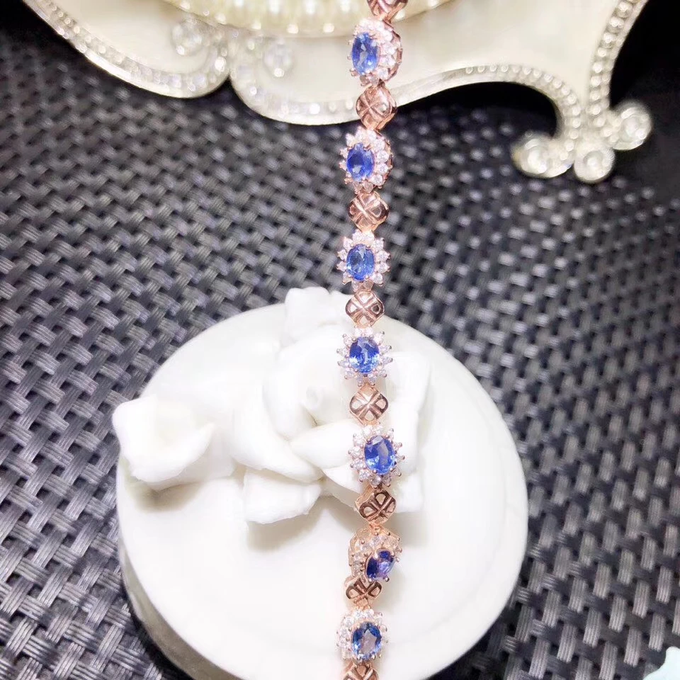 blue Sapphire gemstone bracelet with silver jewelry