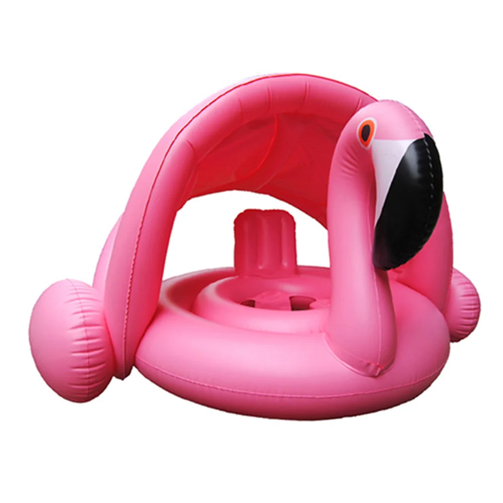Надувное кольцо для плавания Фламинго детское плавающее на воде детский плавательный бассейн кольцо Для Плавания Надувной Матрас безопасное сиденье для воды - Цвет: Flamingo and canopy