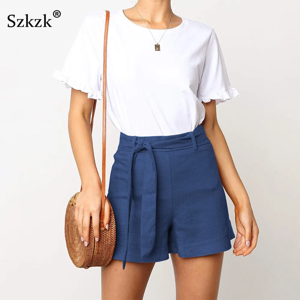 Szkzk Short Women 2019 Summer Casual High Waist Loose Drawstring Female Bottoms Yellow Blue Orange Fitness Lady Short Pant Szkzk Short Women 2019 Summer Casual High Waist Loose Drawstring Female Bottoms Yellow Blue Orange Fitness Lady Short Pant