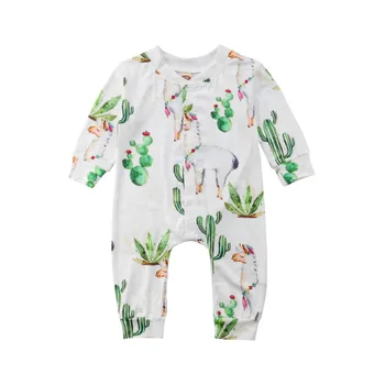 

Cactus Kids Baby Girl Clothes Outfit Alpaca Long Sleeve Romper Jumpsuit Pants