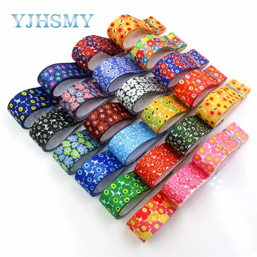 

YJHSMY I-19321-662,22mm 10yards flower Thermal transfer Printed grosgrain Ribbons,bow cap DIY handmade accessories decorations