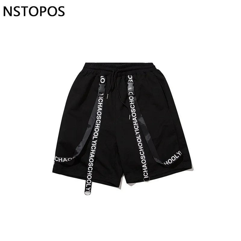 High Street Hiphop Ribbon Tape Shorts Mens Bermuda Hip Hop Skateboard