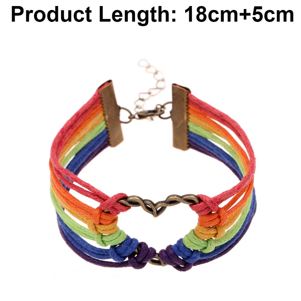 Шарм Любовь тесьма с изображением ЛГБТ-радуги Флаг для людей нетрадиционной ориентации подарки на день Святого Валентина браслет с брелоками в богемном стиле Стиль Лидер продаж