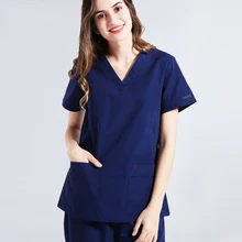 Униформа медсестры классический костюм медика набор больничный доктор рабочая одежда качество V шеи топ и брюки стоматологическая клиника Студенческая униформа