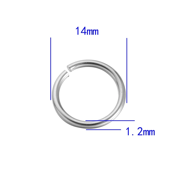 500 шт прыгающие кольца ювелирные изделия и нержавеющая сталь открытый круг прыгающие кольца DIY ожерелье браслет аксессуары для изготовления ювелирных изделий - Цвет: 14x1.2mm 100pcs