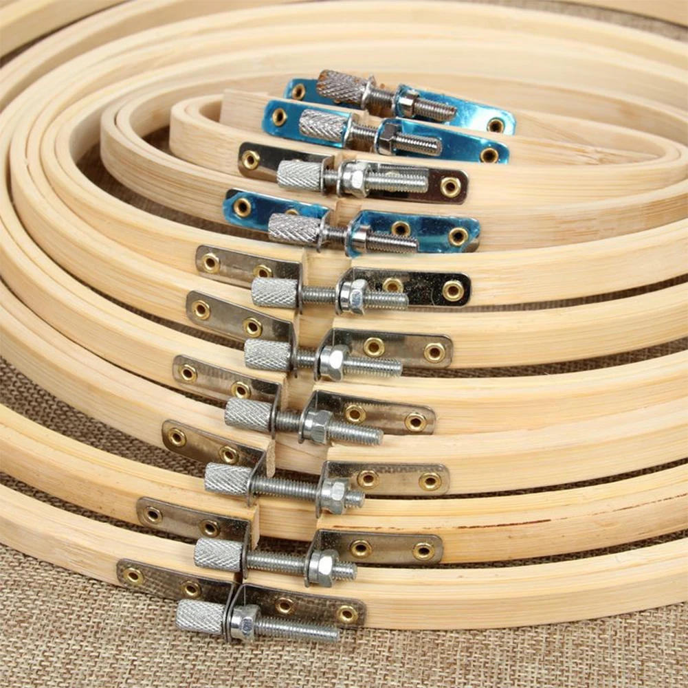 Hoops-Frame-Set Sewing-Tool Bamboo-Rings Embroidery Wooden Cross-Stich Craft DIY Round