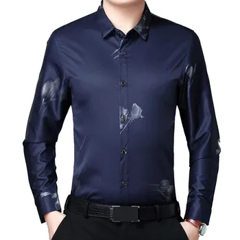 

Men Clothes 2018 Summer Autumn New Long Sleeve Shirts Cotton Flower Shirt Men Big Size Button Down Men's Floral Print Shirt 7XL