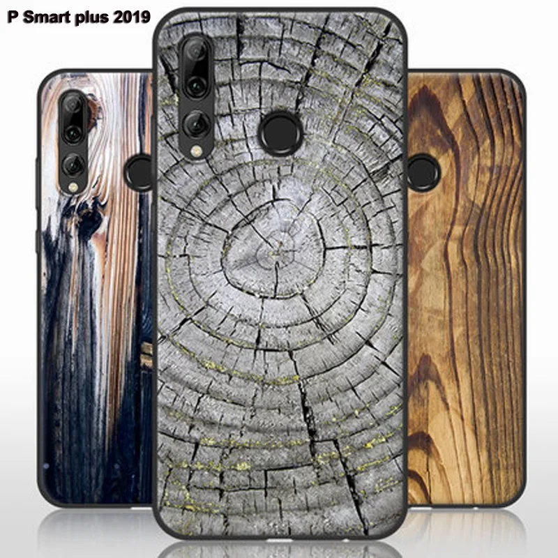 

For Huawei P Smart plus 2019 Case Wood Stone pattern style Full Protect Cover PSmart P Smart + 2019 phone Cases POT-AL00A shell