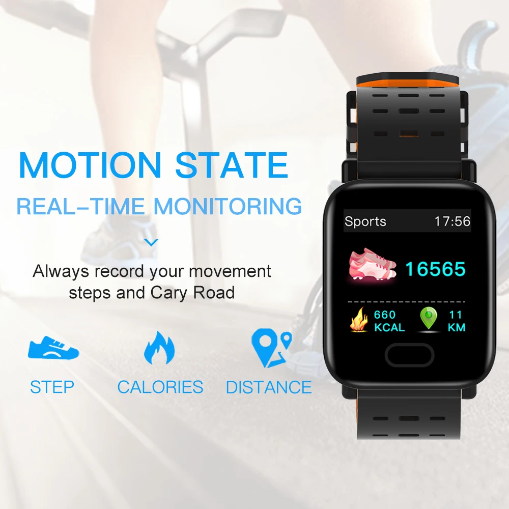  factory A6 Smart Watch Heart Rate Monitor Sport Fitness Tracker Blood Pressure Call Reminder Men Wa - 33014342109