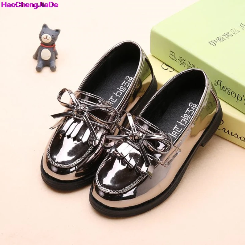 Skup HaoChengJiaDe nowe dzieci skórzane buty ślubne buty dla dziewczynek marki dzieci czarne buty ślubne chłopcy formalne trampki na koturnie płaskie