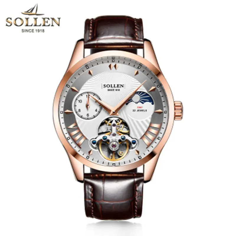 

Chronograph Function Mens Watches Genuine Leather Luxury Brand Military Sport Automatic machinery Watch men Waterproof clock
