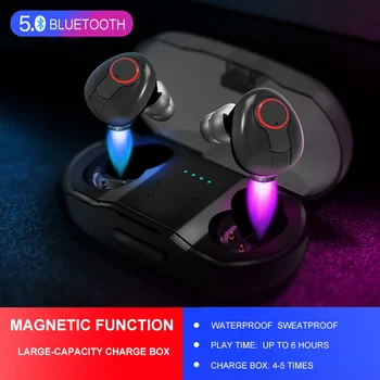 

VTIN TWS Bluetooth Headset 5.0 Wireless Earphones Earbuds for Sports Music In-Ear Bluetooth Headset with 480mAh Charge Box Black