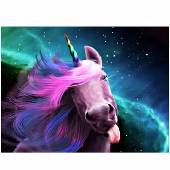 

5D Diy Diamond Painting Full Square Round Drill Craft Funny Pink Unicorn Animal Embroidery Cube Rhinestones Home DecorZP-1138