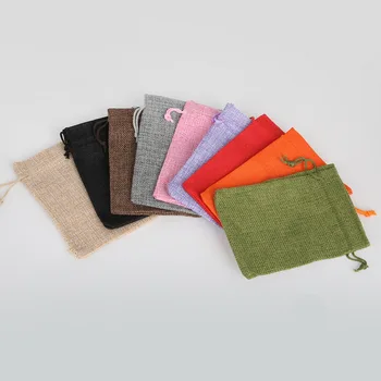 

5pcs 10x14mm Cotton Linen Drawstring Gift Wedding Jewelry Decorative Bags Christmas/Wedding Gift Pouch Product Packaging Bags