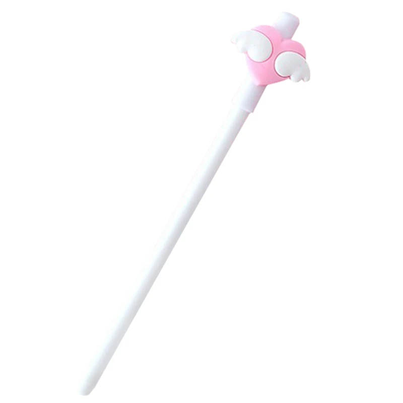 Прекрасный белый крыло гелевые ручки девушка Kawaii розовое сердце 0,5 мм черные чернила ручка для школы офиса поставки канцелярские подпись инструмент пода
