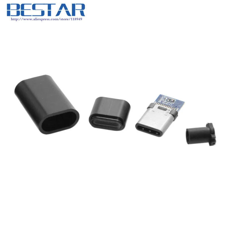 

DIY 24pin USB 3.1 Type C USB-C Male Plug Connector SMT type with 3.5mm SR and Housing Cover Type-C