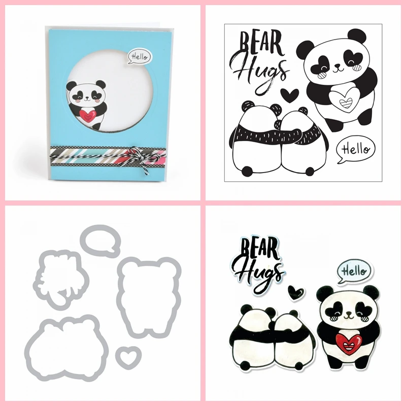 

Cute Panda" DIY Cutting Die And Clear Stamp Scrapbooking Embossing Template Stencil Photo Card Album Making Decoration