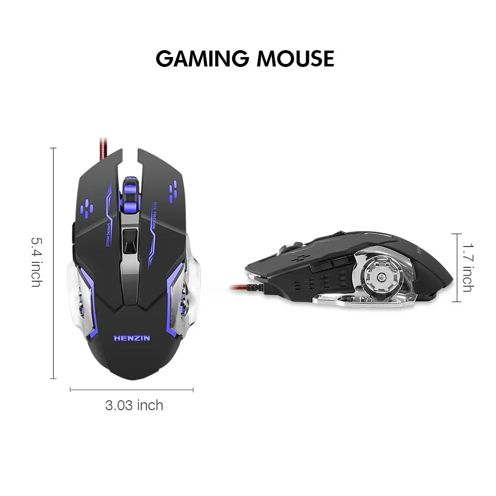 Pro эргономичная оптическая игровая мышь RGB с подсветкой 3200 dpi регулируемые проволочные геймерские мыши с 6 кнопками для настольного ПК ноутбука