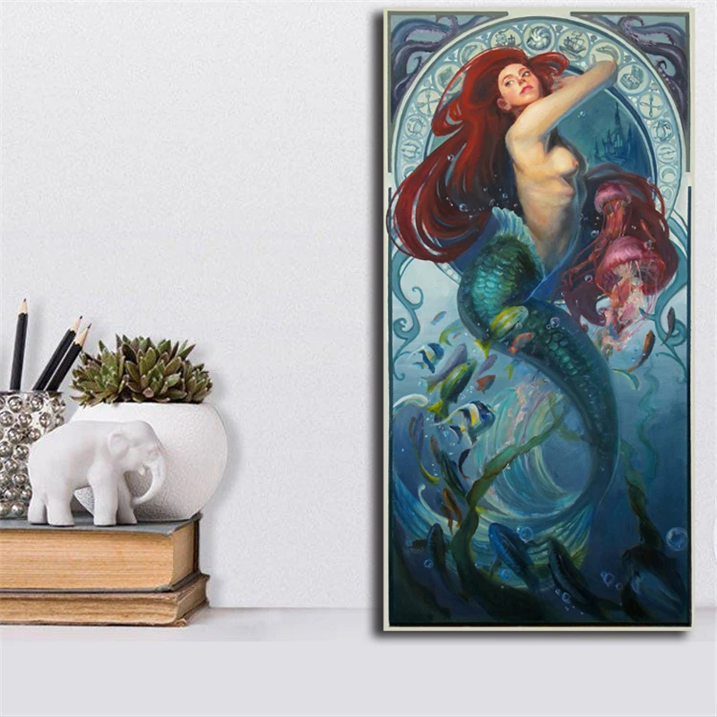 Kucuk Deniz Kizi Prenses Ariel Hd Tuval Posterler Baskilar Duvar