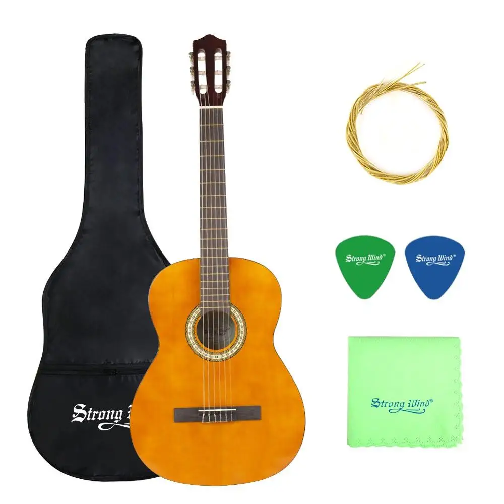 Sterke Wind 3/4 Size Klassieke Akoestische Gitaar 39 Inch Akoestische Guitarra voor Beginnen Gitaar Geel met Zak Tuner Snaren Picks Sterke Wind 3/4 Size Klassieke Akoestische Gitaar 39 Inch Akoestische Guitarra voor Beginnen Gitaar Geel met Zak Tuner Snaren Picks