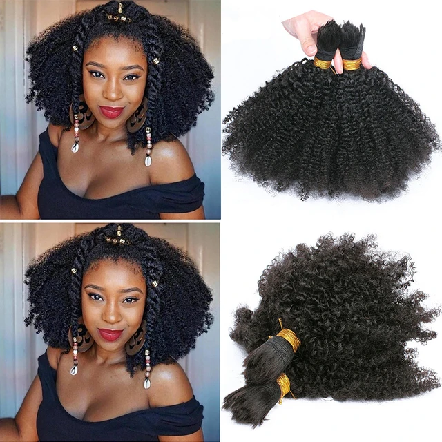 Human Braiding Hair Bulk No Attachment Mongolian Afro Kinky Curly Hair  Extension For Braids 1Pc Crochet Braids 4B 4C Dolago Remy - AliExpress