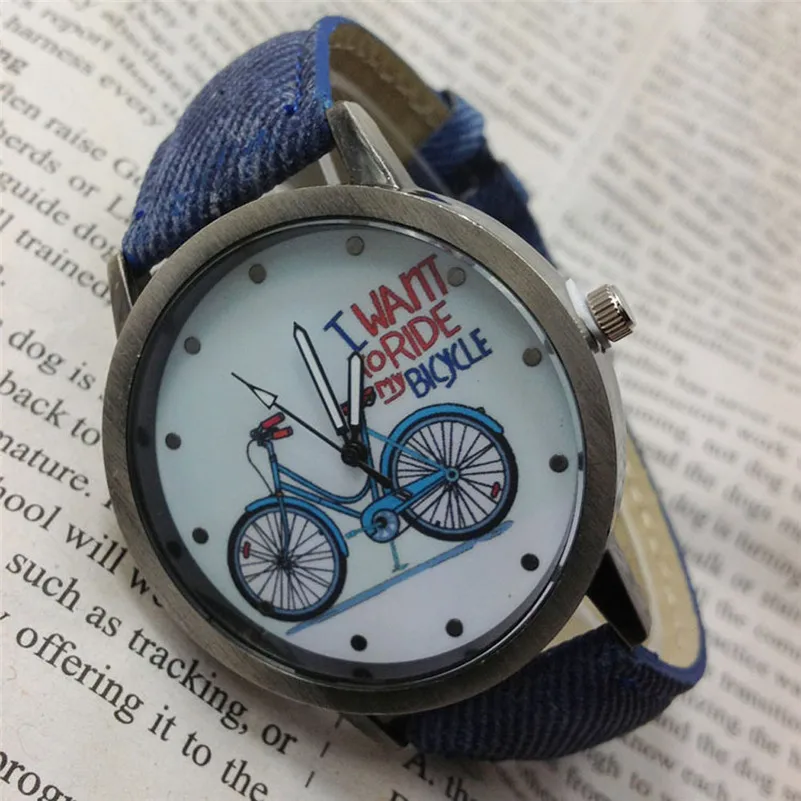 New Listing Men Watch Fashion Male Vintage Watch Denim Bicycles Male And Female Students Couple Table Relogio masculino M09 (18)