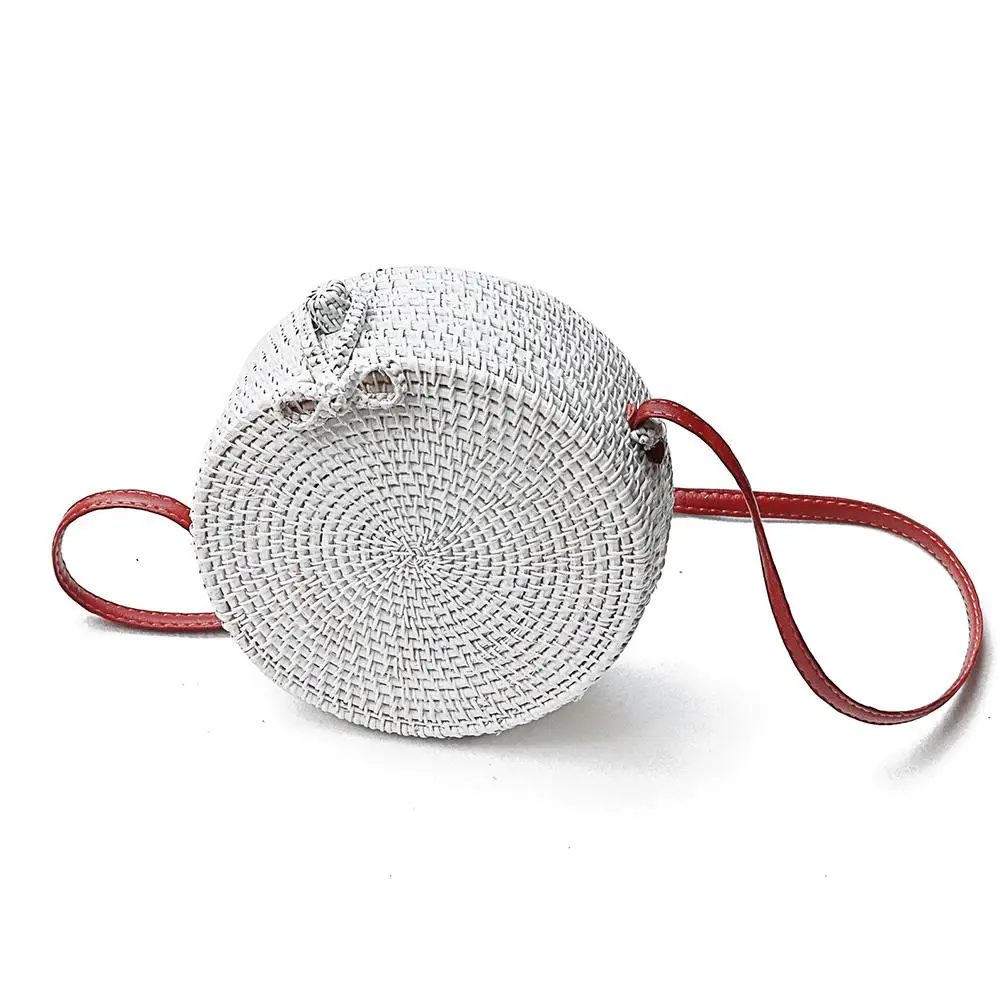 

Woven Rattan Bag Round Straw Shoulder Bag Small Beach HandBags Women Summer Handmade Messenger Crossbody Bags Bohemian Style