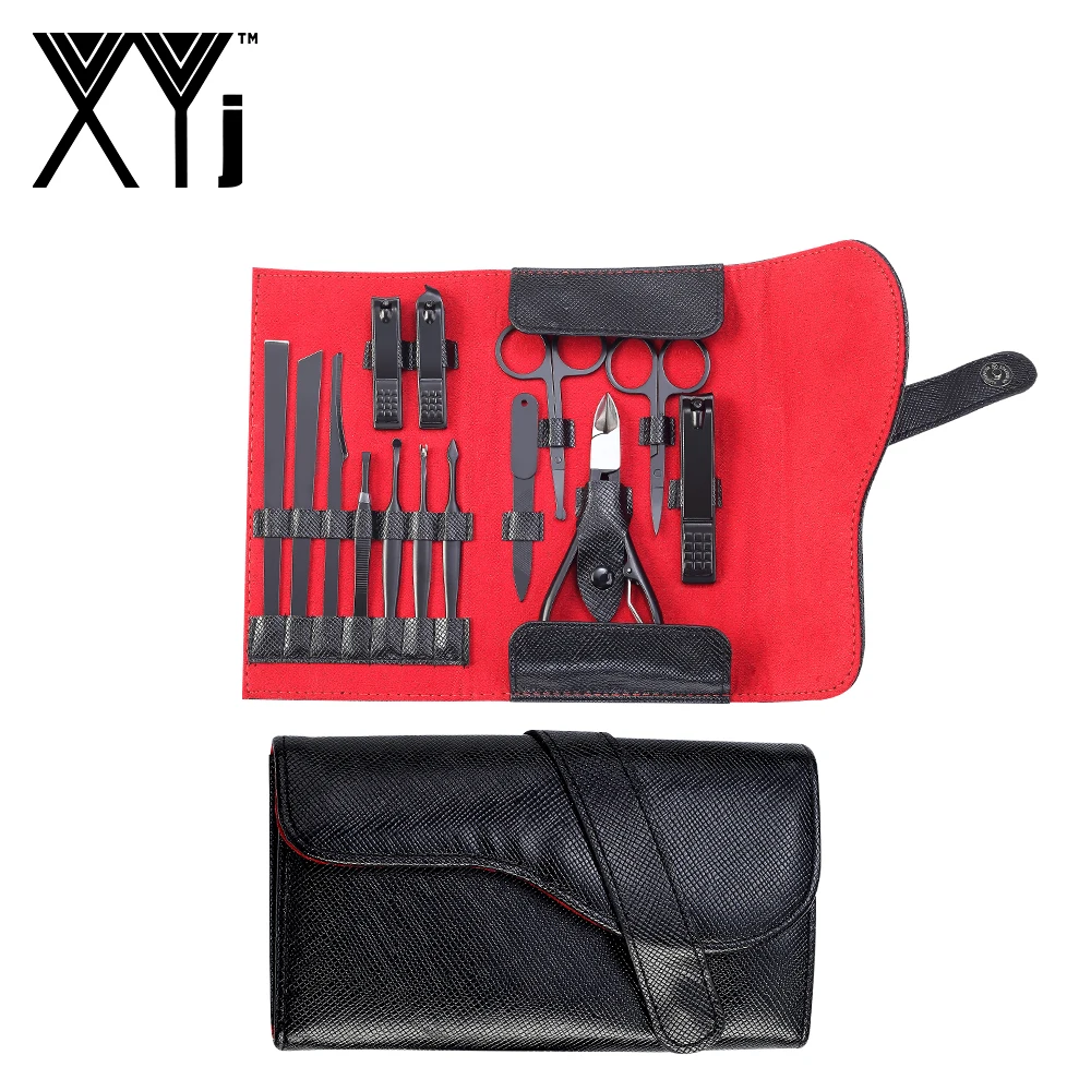 

XYj 14 Pcs Professional Stainless Steel Nail Clipper Travel Grooming Kit Nail Tools Manicure Pedicure Set with Luxurious Case