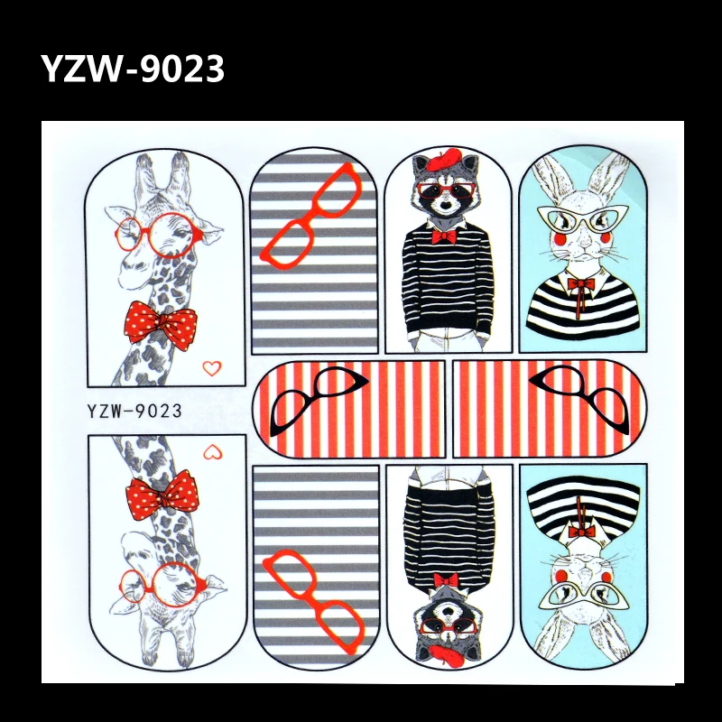 

YZWLE 2019 New Nail Art Water Tattoo Decals Cute Rabbit Giraffe Pattern Full Wrap Water Transfer Nail Tips Stickers Decorations