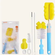 6 шт. в наборе, Детские щетки для бутылочек, вращающаяся на 360 градусов, губка для чистки, набор для мытья детских бутылочек
