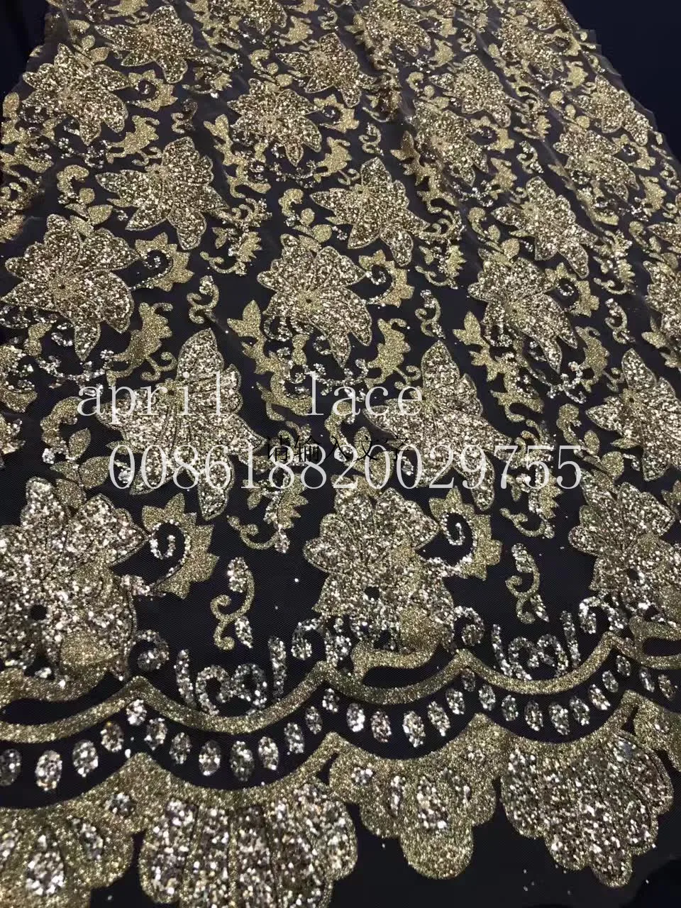 

5yards ap071# champagne gold floral glued glitter net tulle mesh sugar lace for fashion designer/ wedding dress