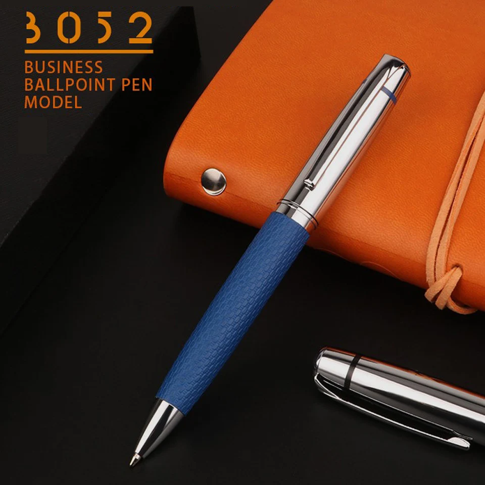 

Luxury Ballpoint Pen Metal+Leather Blue/Black PU Leather Penholder Roller Pen 0.7mm For Business Writing Office School Supplies