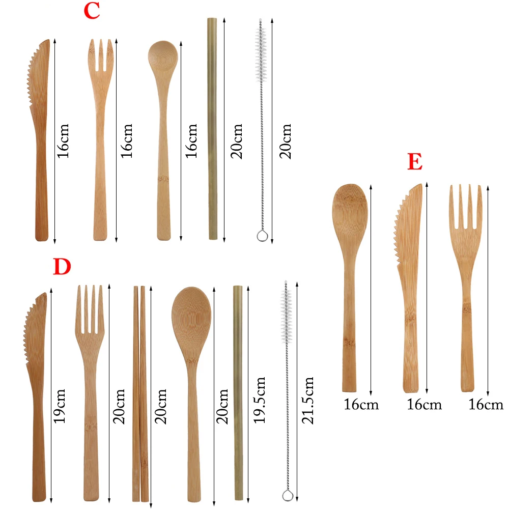 1 Набор портативной японской деревянной посуды, набор столовых приборов из бамбука, набор столовых приборов из соломы с тканевой сумкой, кухонные инструменты для приготовления пищи