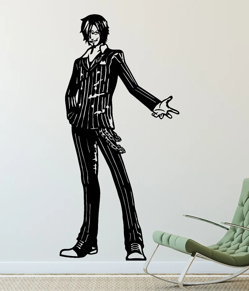 

Anime One Piece Wall Sticker, Sanji, Sea Fan, Vinyl Decorative Wall Sticker, Home Living Room Boy Room Decor, HZW06