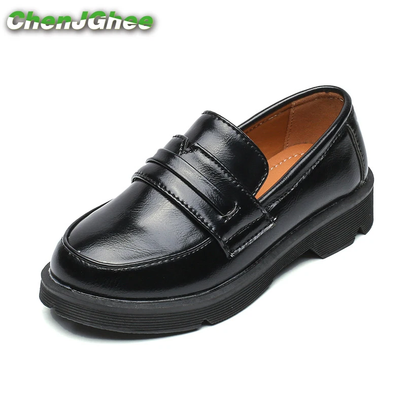 

Mumoresip 2019 Kids Shoes For Boys Girls PU Leather Soft Fashion British Style Children Loafers Thick Bottom Flats Leather Shoes