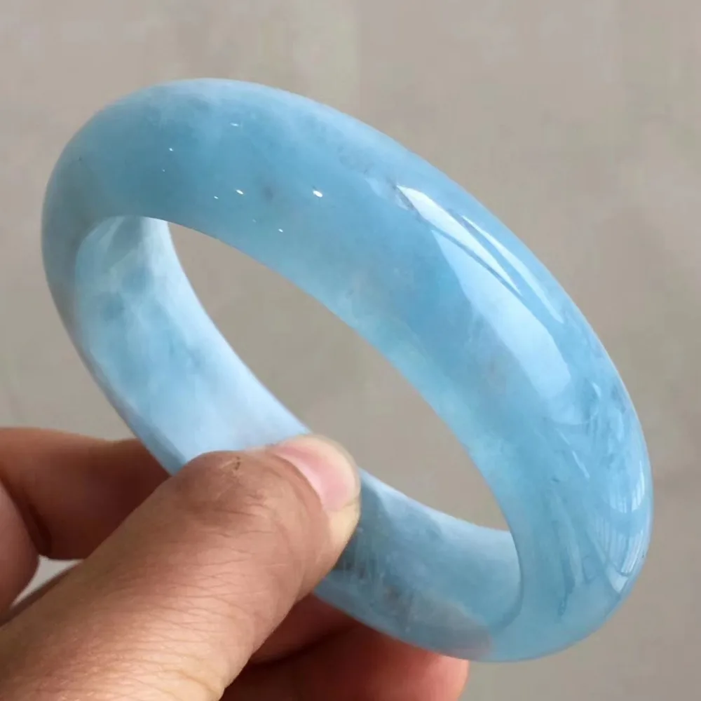 

Genuine Natural Ice Blue Aquamarine Brazil Crystal Woman Bangle Bracelet 53mm 54mm 55mm 56mm 57mm 58mm 59mm 60mm AAAAA
