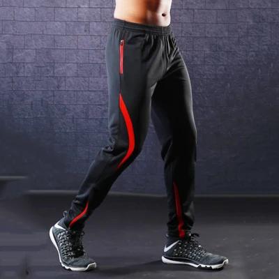 Штаны для бега, футбола, мужские спортивные Леггинсы для бега, штаны с карманами на молнии, штаны для футбола, спортивные тренировочные штаны для спортзала - Цвет: 9036 red
