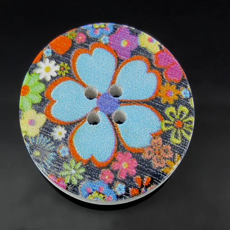 30 шт с разноцветным цветком 4 отверстия деревянные Кнопки 30 мм подходит пошив скрапбукинга поделки аксессуары для одежды пуговицы