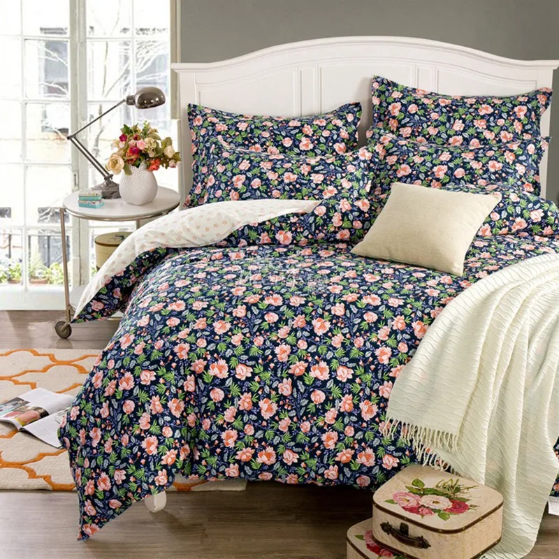 Buy 100 cotton Grid stripe flower bedding set bed