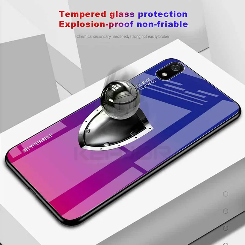 Чехол из закаленного стекла для Xiaomi Redmi 7A чехол с мягким краем роскошный