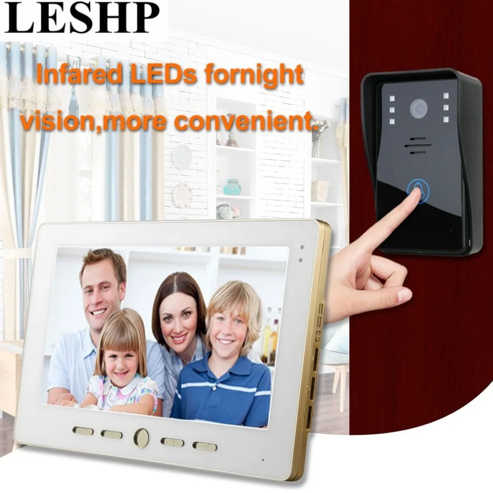 

LESHP 10 inch Video Door Phone Intercom Doorbell Touch Button Remote Unlock Night Vision Security CCTV Camera Home Surveillance