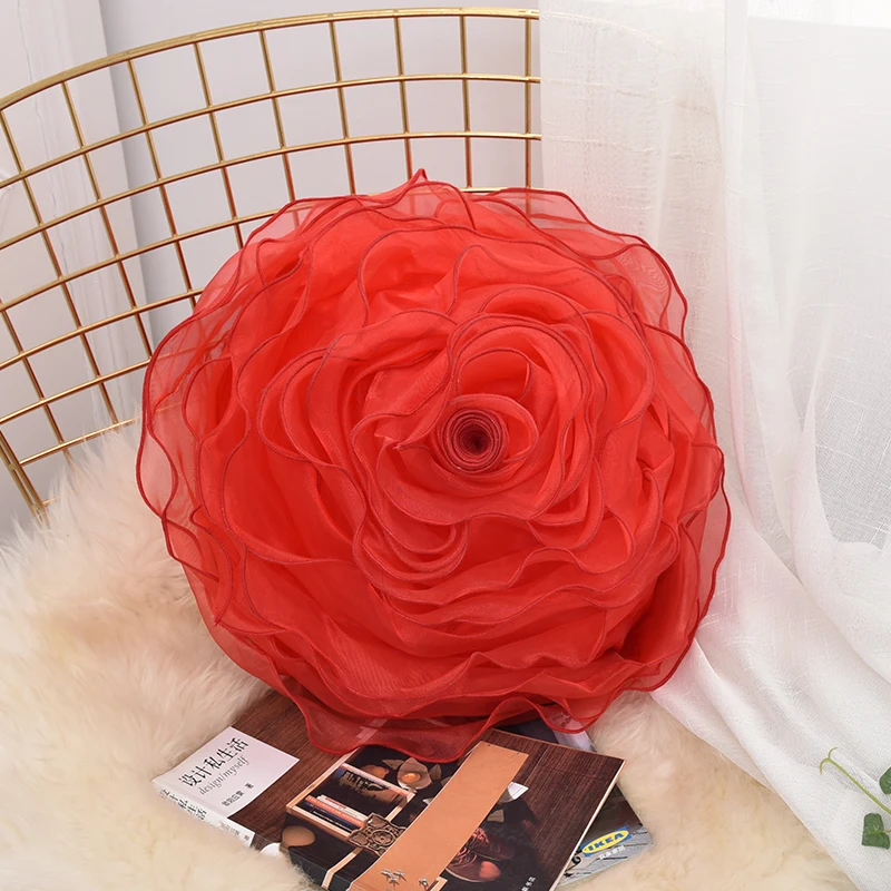 Элегантные 3d пряжи розовые подушки романтический цветок диван подушки кровать подушки с рисунком цветов Свадебный декор розовые подушки подарок ко Дню Святого Валентина - Цвет: red