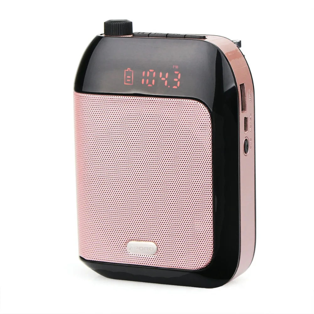 

1pcs APORO T9 Pink15W Portable Voice Amplifier Loudspeaker with FM Radio MP3 Player Voice Recording for Teacher Training