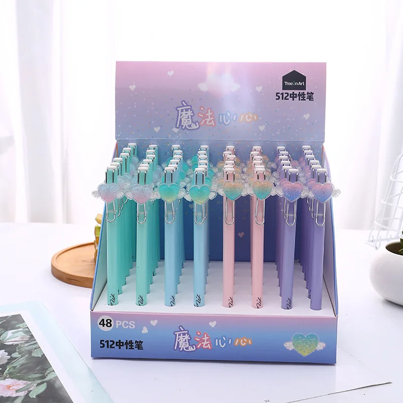 

48pcs/1lot Gel Pens Cartoon LOVE black colored gel-inkpens for writing Cute stationery office school supplies 0.5mm