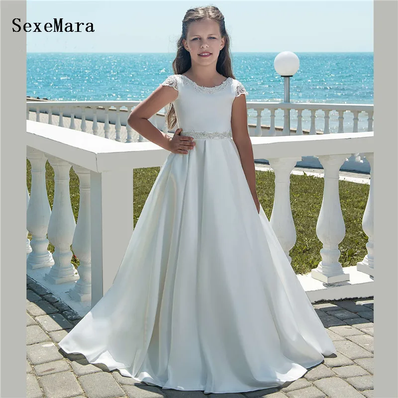 white satin girls dress