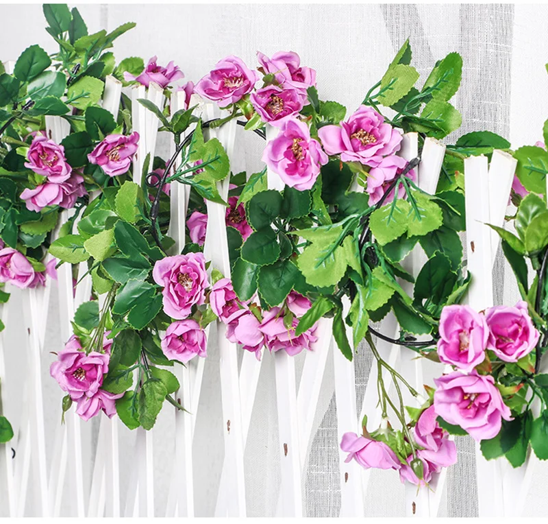 Flone Artificial Silk Rose Fake Flowers Vine Rattan 1.8m Roses Vine Wedding Patio Air Conditioning tube Home Wall Art Decoration (9)