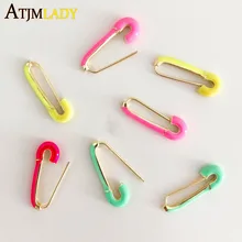 Розовый зеленый желтый безопасная булавка серьги новые ювелирные изделия для женщин леди подарок Позолоченные Красочные эмаль мульти пирсинг серьги