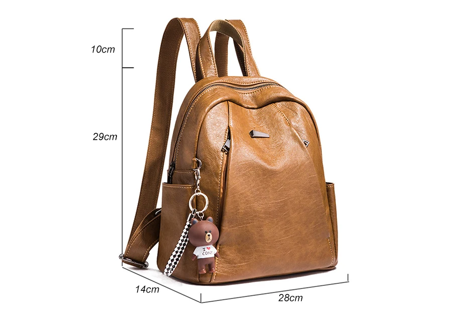 Женский рюкзак для девочек-подростков, модные женские повседневные сумки из натуральной кожи на молнии, дизайнерские рюкзаки большой вместимости, школьный рюкзак