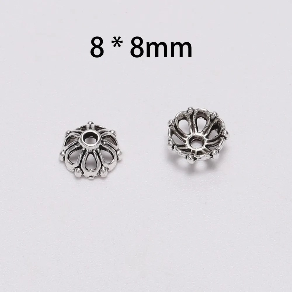 20-100Pcs/Lot 8mm Antique Flower Bead End Caps For Jewelry Making Findings Needlework Diy Earrings Jewelry Spaced Beads Caps